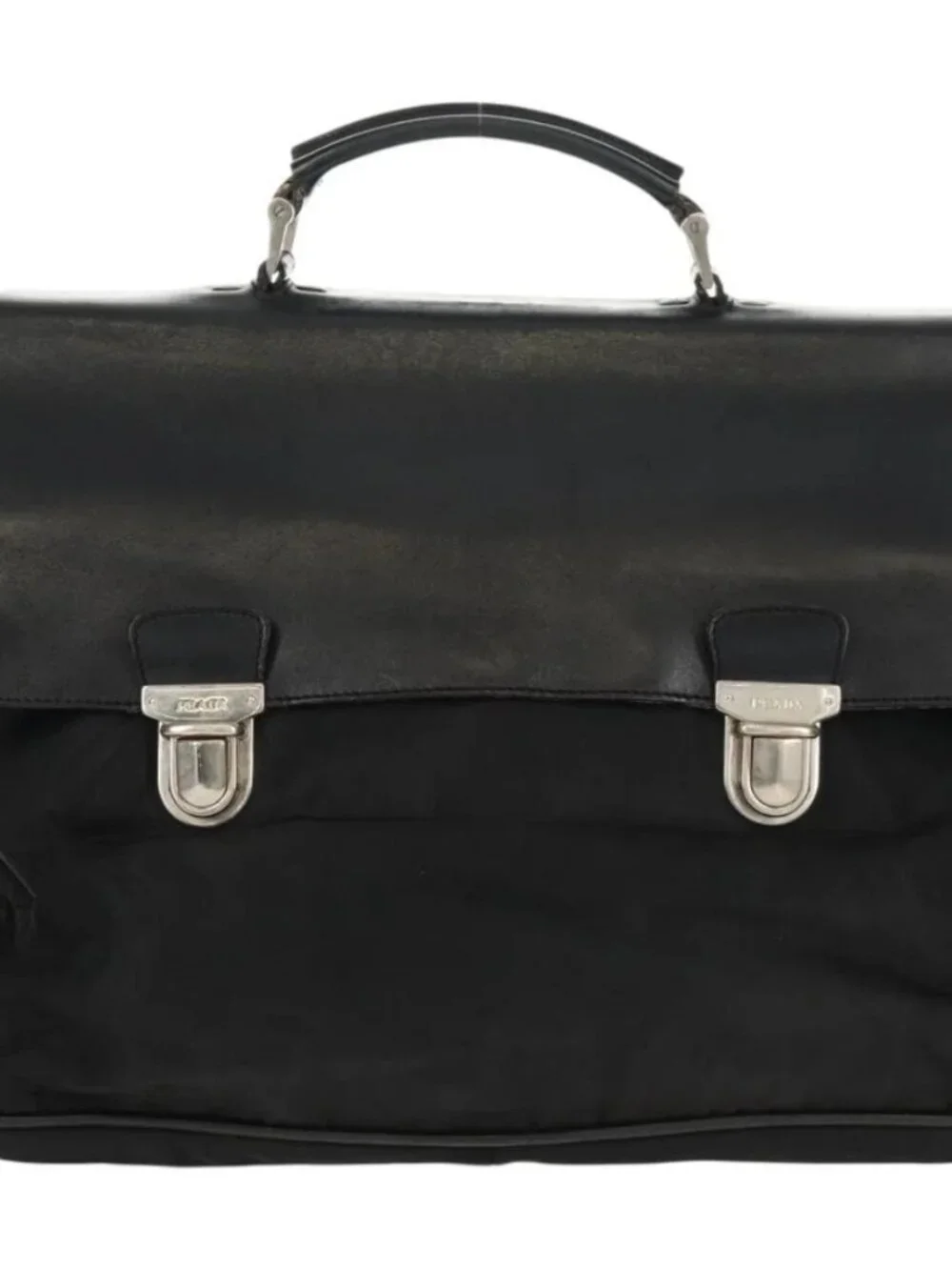 PRADA Hand Bag Nylon Leather Black Silver Auth bs32080 - Picture 2 of 16